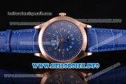 Patek Philippe Grand Complications Perpetual Calendar Miyota Quartz Rose Gold Case with Blue Dial and Arabic Numeral Markers