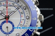 Rolex Yacht-Master II Chrono Swiss Valjoux 7750 Automatic Steel Case with White Dial Blue Bezel and Stainless Steel Bracelet - (BP)