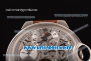 Cartier Ballon Bleu De Tourbillon Asia Automatic Steel Case with Skeleton Dial and Genuine Brown Leather Strap