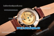 Vacheron Constantin Malte Tourbillon Asia Automatic Rose Gold Case with Pink Dial and Coffee Leather Strap - Stick Markers