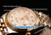 Rolex Datejust 37mm Swiss ETA 2836 Automatic Two Tone with White MOP Dial and Diamonds Markers