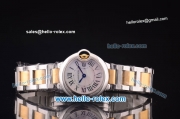 Cartier Ballon bleu de Swiss ETA Quartz Steel Case with White MOP Dial and Two Tone Strap