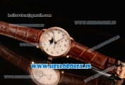 BlancPain Villeret Miyota 9015 Automatic Rose Gold Case with White Dial Arabic and Brown Leather Strap (EF)