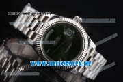 Rolex Day-Date Clone Rolex 3255 Automatic Stainless Steel Case/Bracelet with Green Dial and Roman Numeral Markers