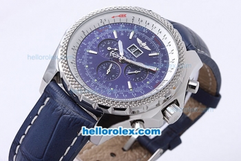 Breitling Bentley Motors Automatic with Blue Dial and White Bezel-Blue Leather Strap