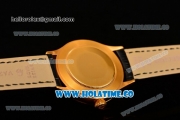Rolex Cellini Time Asia 2813 Automatic Yellow Gold Case with White Dial Black Leather Strap and Stick Markers