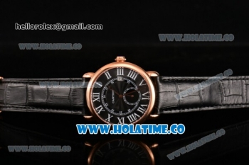 Cartier Rotonde De Asia Manual Winding Rose Gold Case with Black Dial and White Roman Numeral Markers