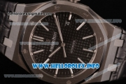 Audemars Piguet Royal Oak 41 Clone AP Calibre 3120 Automatic Steel Case with Black Dial Stick Markers and Black Leather Strap (BP)