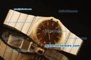 Omega Constellation Co-Axial Swiss ETA 2824 Automatic Steel Case with Yellow Gold Bezel and Brown MOP Dial-Two Tone Bracelet(35mm)