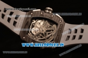 Richard Mille RM 11-09 Chrono Swiss Valjoux 7750 Automatic Carbon Fiber Case with Skeleton Dial Arabic Numeral and White Rubber Strap - 1:1 Original(KV)