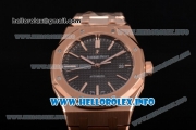 Audemars Piguet Royal Oak 41 MM Clone AP Calibre 3120 Automatic Rose Gold Case/Bracelet with Black Dial and Stick Markers - 1:1 Original (JF)