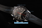 Tag Heuer Carrera Swiss Valjoux 7750 Automatic Movement Black Bezel with Black Dial and Silver Stick Markers