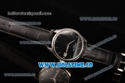 Patek Philippe Calatrava Swiss ETA 2824 Automatic Steel Case with Black Leather Strap Black Dial and Stick Markers