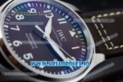 IWC Pilot's Watch Mark XVIII Miyota 9015 Automatic Steel Case Black Dial With Arabic Numeral Markers Brown Leather Strap