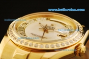 Rolex Day-Date Automatic Full Gold with Diamond Bezel and White MOP/Diamond Dial