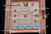 Cartier Tank Anglaise Miyota 9015 Automatic Rose Gold Case with Diamonds Markers and Silver Dial - Diamonds Bezel