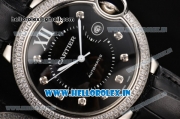 Cartier Ballon Bleu De Large Miyota Quartz Steel Case with Diamonds Bezel Black Dial and Diamond Markers