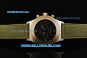 Panerai Radiomir Mare Nostrum Chronograph Swiss Valjoux 7750 Manual Winding Movement Steel Case with Black Dial and Green Strap