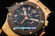 Hublot Big Bang Chronograph Swiss Valjoux 7750 Automatic Movement Rose Gold Case with Black Dial and Black Rubber Strap-1:1 Original