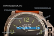 Panerai Luminor Pam 000 Logo Asia 6497 Manual Winding Movement Steel Case with Black Dial and Brown Leather Strap