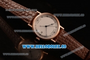 Breguet Classique Miyota 9015 Automatic Rose Gold Case with White Dial and Brown Leather Strap Arabic Numeral Markers - (AAAF)