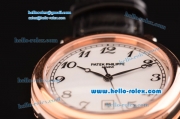 Patek Philippe Calatrava 2813 Automatic Rose Gold Case with Numeral Markers White Dial and Black Leather Strap