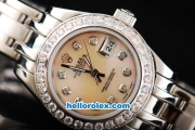 Rolex Datejust Oyster Perpetual Automatic Diamond Bezel with MOP Dial and Diamond Marking-Lady Model