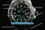 Rolex Submariner Clone Rolex 3135 Automatic Stainless Steel Case/Bracelet with Green Dial and Dot Markers - 1:1 Original (GF)