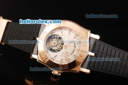 Roger Dubuis Easy Diver Tourbillon Manual Winding Movement Rose Gold Case with White Dial and Rubber Strap