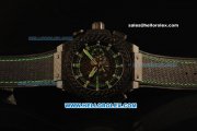 Hublot King Power F1 Swiss Valjoux 7750 Automatic CF Case with Skeleton Dial and Black Rubber Strap-Green Markers