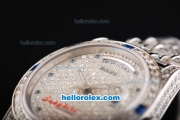 Rolex Day Date Swiss ETA 2836 Automatic Movement Full Steel with Full Diamond and Blue Diamond Markers