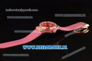 Hublot Big Bang Tutti Japanese Miyota Quartz Rose Gold Case with Red Dial Stick Markers and Pink Rubber Strap