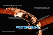 Vacheron Constantin Malte Tourbillon Asia Automatic Rose Gold Case with White Dial Brown Leather Strap - Stick Markers