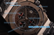 Audemars Piguet Royal Oak Offshore Grey Themes Chrono 12@Sec Swiss Valjoux 7750 Automatic Titanium Case with Black Leather Strap Black Dial 1:1 Original