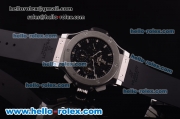 Hublot Big Bang Swiss Valjoux 7750 Automatic Movement Steel Case with Titanium Bezel and Black Dial-Black Rubber Strap