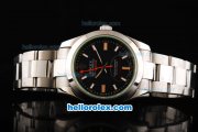 Rolex Milgauss Oyster Perpetual Full Steel with Black Dial and Orange Second Hand-Green Glass