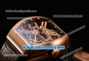 Franck Muller Vanguard Miyota Automatic Copy Tourbillon Rose Gold Case With Skeleton Dial Leather/Rubber Strap