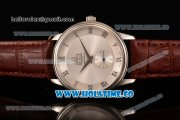 Omega De Ville Co-Axial Asia Automatic Steel Case with White Dial Roman Numeral Markers and Brown Leather Strap
