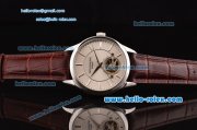 Patek Philippe Complicated ST18 Automatic with Tourbillon Steel Case with Silver Markers White Dial and Brown Leather Strap