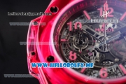 Hublot Big Bang UNICO Sapphire All Red Miyota Quartz Sapphire Crystal Case with Skeleton Dial and Red Rubber Strap Stick/Arabic Numeral Markers