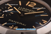 Panerai Luminor Marina Fu PAM 366 Swiss ETA 6497 Manual Winding Steel Case with Black Dial and Black Leather Strap