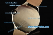 Cartier Ballon Bleu De Swiss ETA 2836 Automatic Steel Case with Black Leather Strap White Dial Roman Markers
