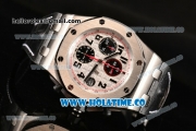 Audemars Piguet Royal Oak Offshore Panda Chrono Swiss Valjoux 7750 Automatic Steel Case with Black Leather Strap White Dial and Black Markers - 1:1 Original (J12)