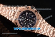 Audemars Piguet Royal Oak Offshore Seiko VK67 Quartz Rose Gold Case/Bracelet with Black Dial and Arabic Numeral Markers