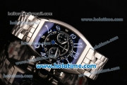 Franck Muller Chronograph Swiss Quartz Movement Full Steel with Black Dial and White Arabic Numerals