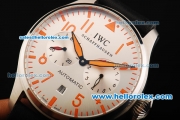 IWC Big Pilot Swiss Valjoux 7750 Automatic Movement Steel Case with Silver Dial and Orange Markers