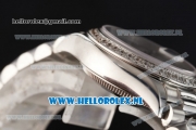 Rolex Datejust Swiss ETA 2671 Automatic Steel Case with White Dial Diamonds Markers Diamonds Bezel and Steel Bracelet (BP)
