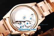 Rolex Daytona Oyster Perpetual Swiss Valjoux 7750 Chronograph Movement Full Rose Gold with Black Dial and Stick Markers