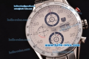 Tag Heuer Carrera Chronograph Swiss Valjoux 7750-SHG Automatic Steel Case with Numeral Markers and White Dial