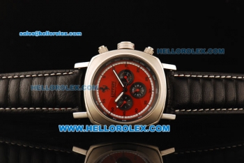 Ferrari Chronograph Automatic Movement Steel Case with Red Dial and Black Leather Strap